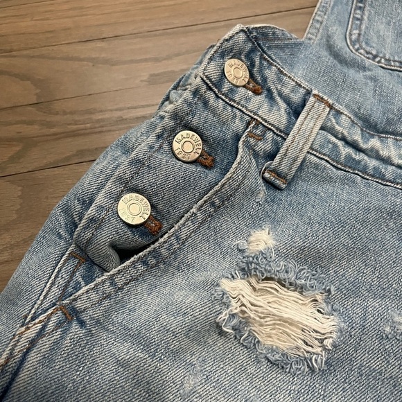 Madewell Women Size XS Cotton Denim Shortalls Bib Jean Overall Shorts - Picture 4 of 9
